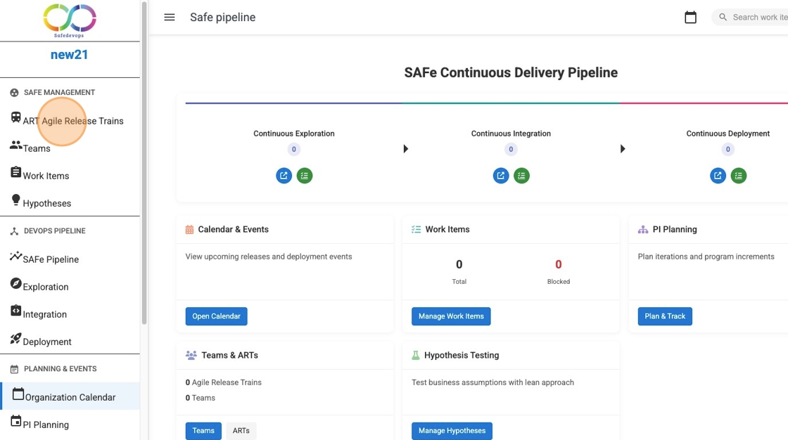 Navigate to ART Agile Release Trains