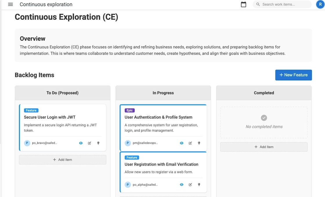 Screenshot showing Exploration Metrics and Hypotheses Management
