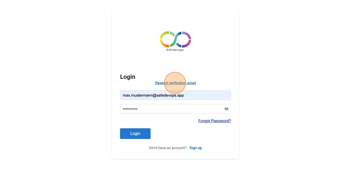 Screenshot showing the 'Resend verification email' link