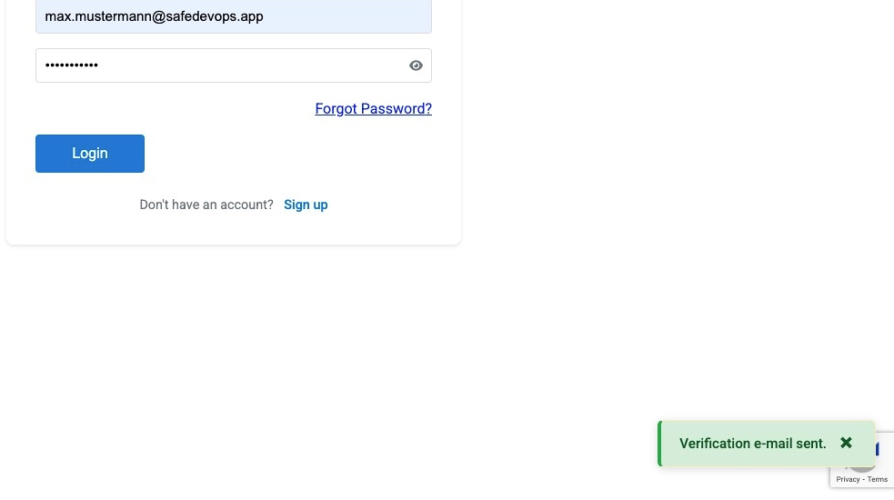 Screenshot of a new verification email in the inbox